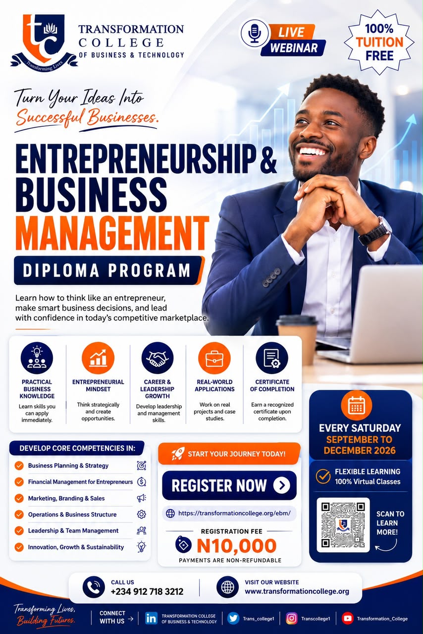 Entrepreneurship and Business Management programme flyer